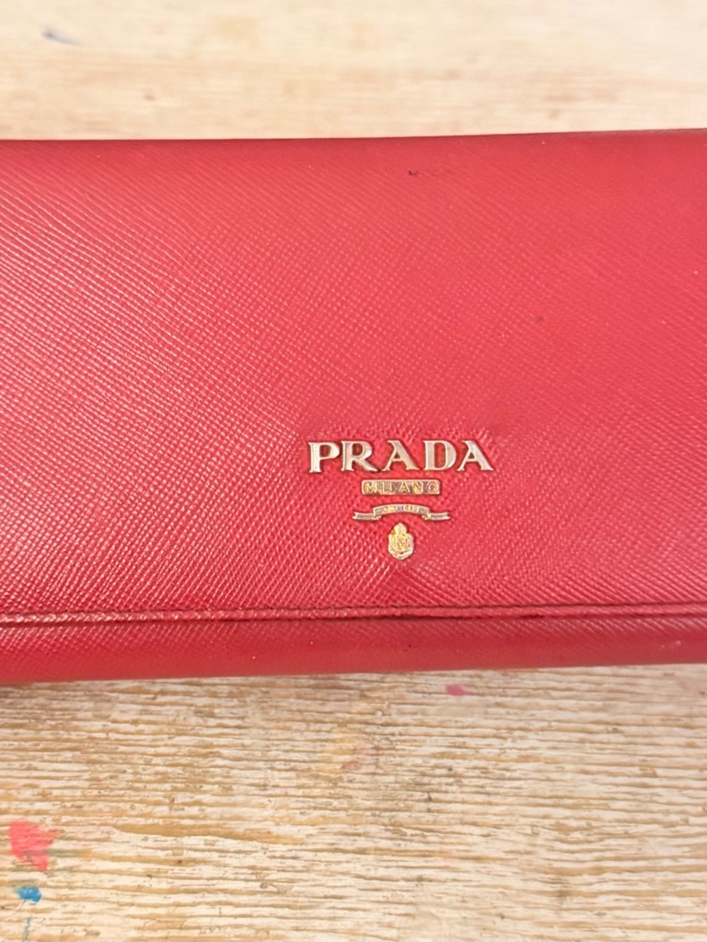 Prada LIKE NEW Saffiano Leather Continental Wallet in Rubino